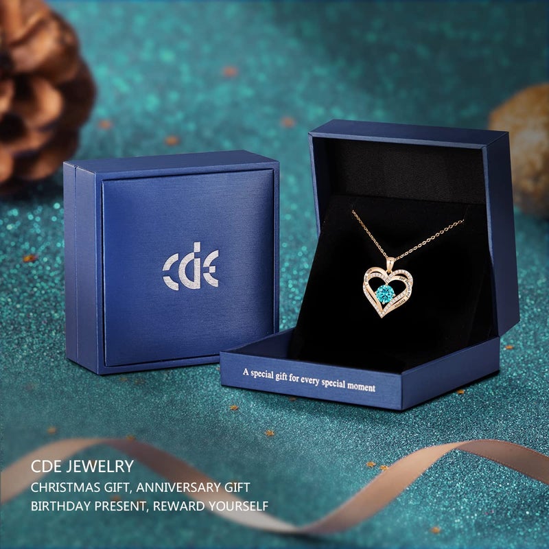 CDE Forever Love Heart Necklaces for Women, Wedding Anniversary, Birthday Mothers Day Gifts for Mom, Mother, Wife, Girlfriend, S925 Silver Jewelry with Birthstone Pendant - Image 4